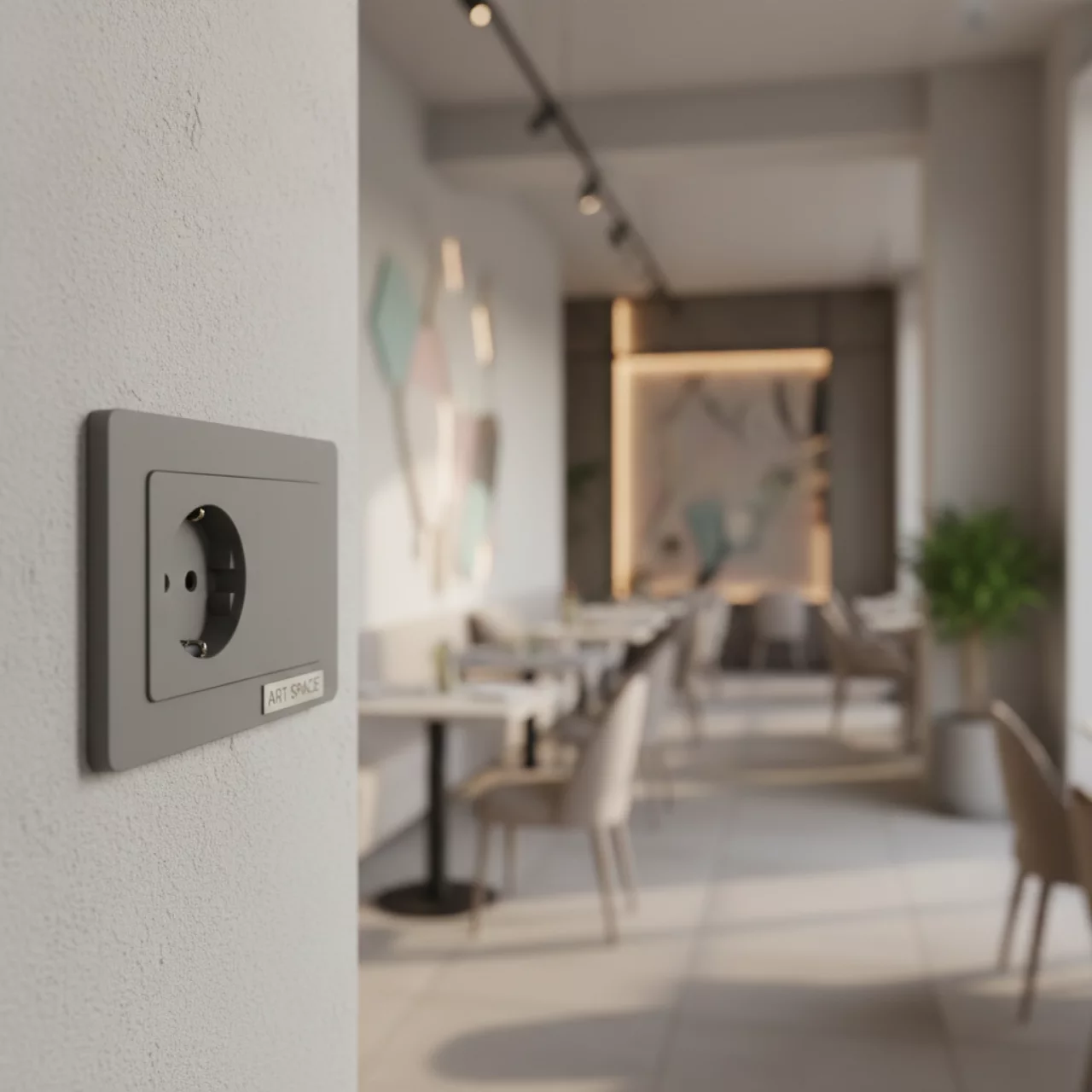 Аренда Розетка двойная IEK Форс с заземлением серая в ресторане «Высота 5642» — ART SPACE