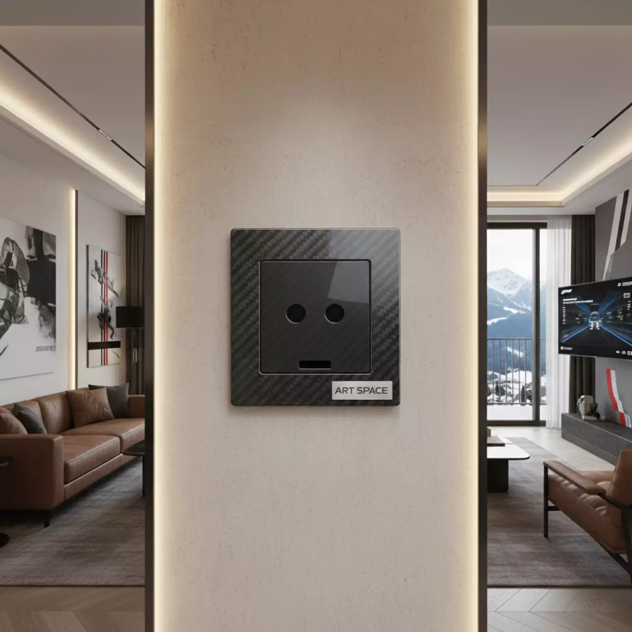 Аренда Розетка с заземлением без рамки карбон Schneider Electric Атлас Дизайн в Rixos Krasnaya Polyana — ART SPACE