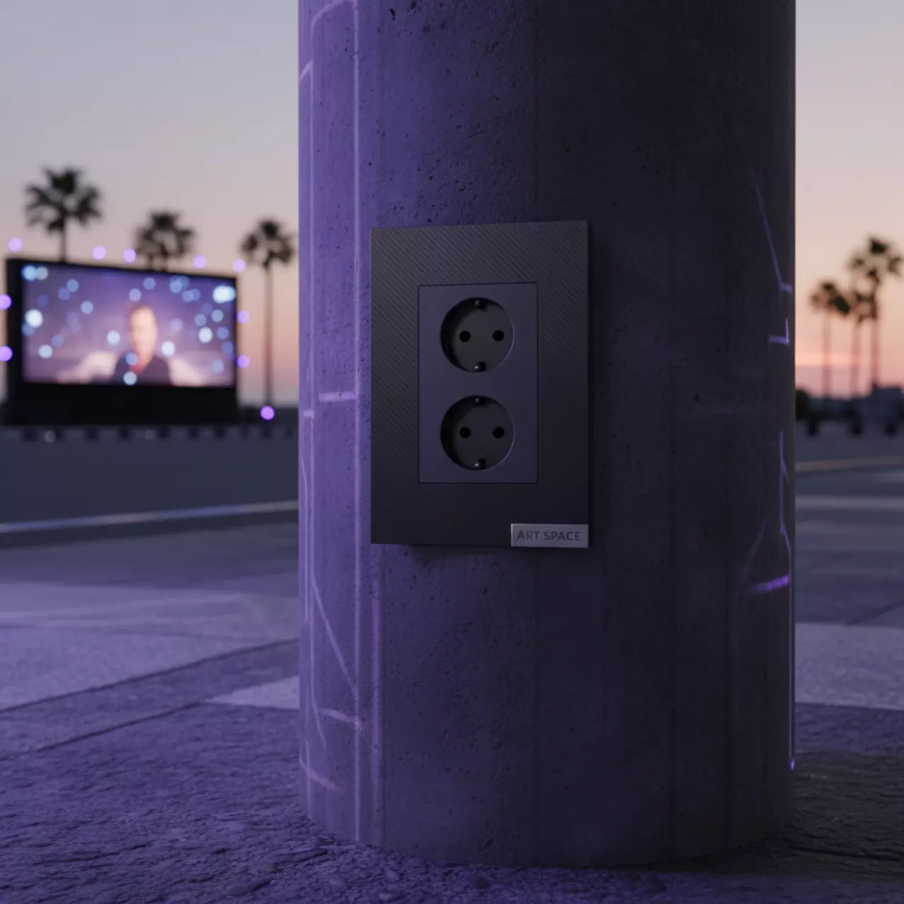 Аренда Розетка Schneider Electric Атлас Дизайн с заземлением без рамки карбон на территории Морпорта Сочи — ART SPACE