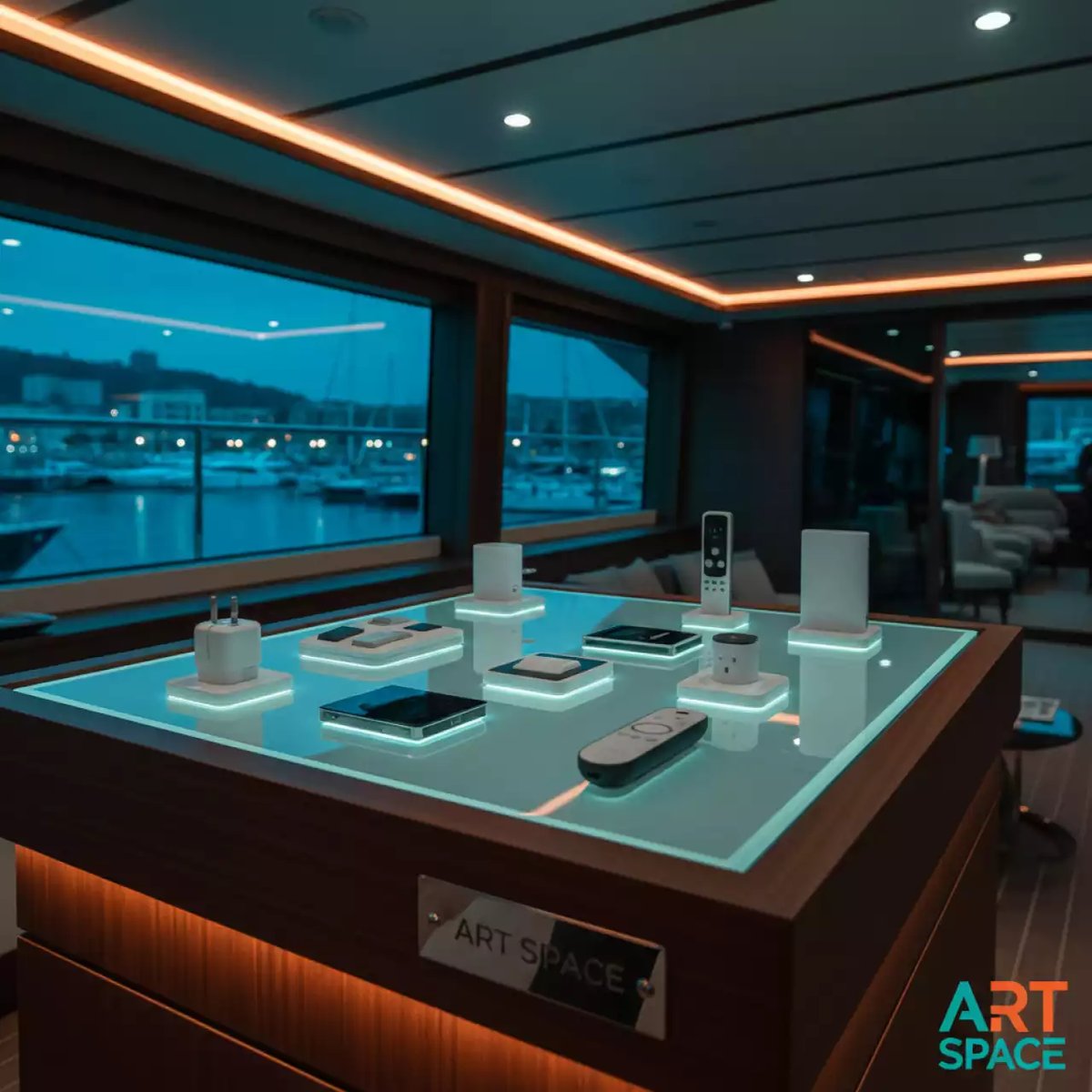 Аренда Розетки пульты выключатели умные на VIP теплоходе (Морпорт Сочи) — ART SPACE