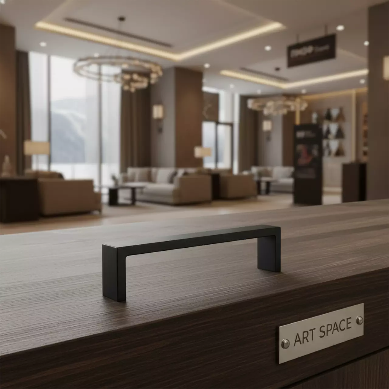 Аренда Ручка скоба мебельная Capri 160 мм черная матовая в Radisson Hotel Rosa Khutor — ART SPACE