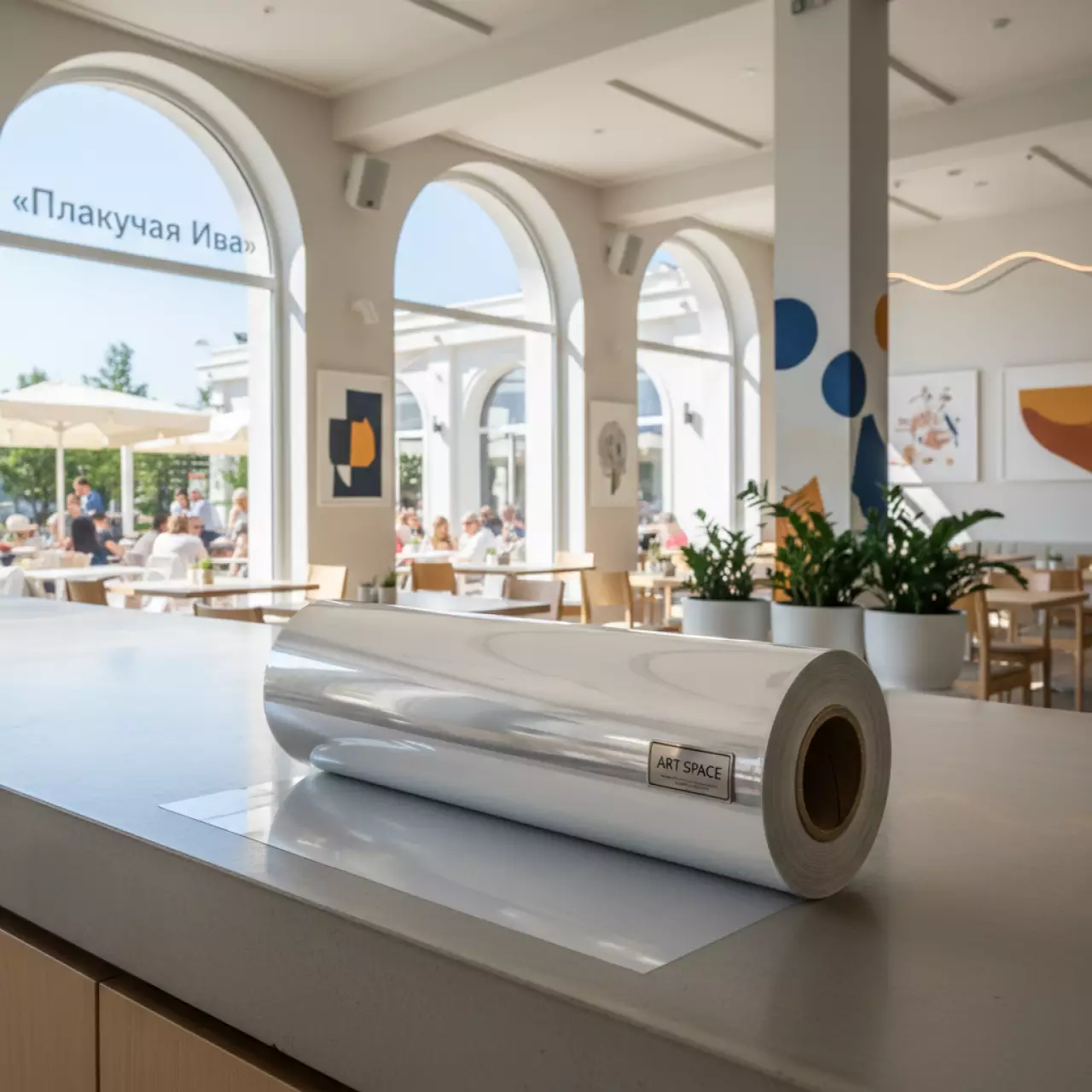 Аренда Рулонная пленка для горячего ламинирования глянцевая 25 мкм 635 мм 200 м 1,25 мм в ресторане «Плакучая Ива» — ART SPACE
