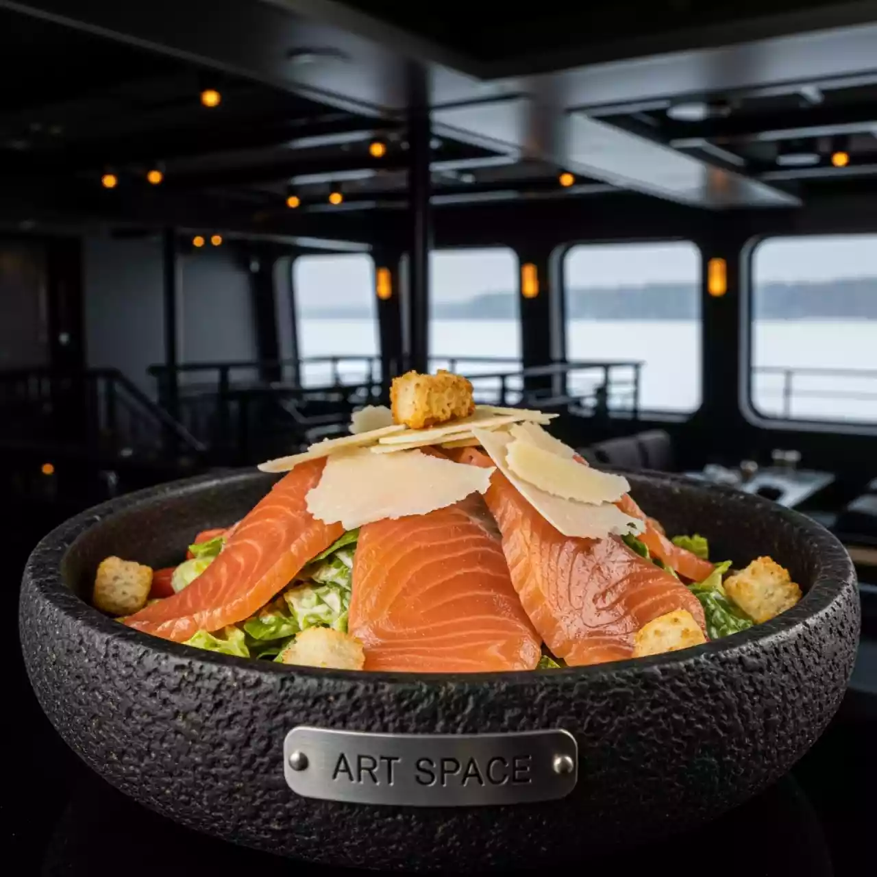 Аренда Салат Цезарь с семгой на теплоходе «Дагомыс» — ART SPACE