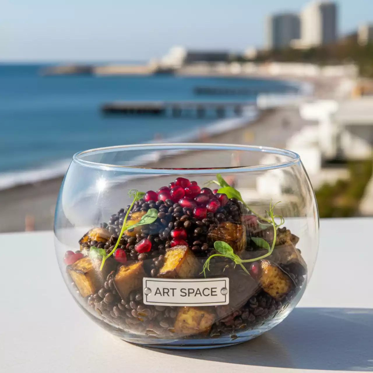 Аренда Салат из чечевицы и жареных баклажанов на пляже «Маяк» — ART SPACE