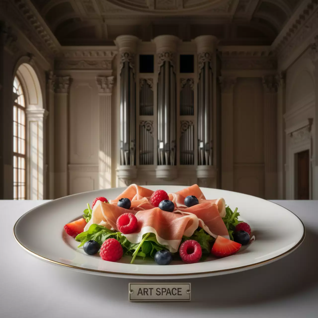 Аренда Салат микс с пармой и ягодами в Зале органной и камерной музыки — ART SPACE