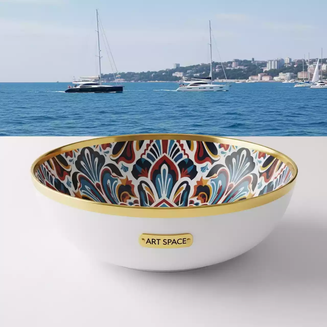 Аренда Салатник Беладонна белый с золотой каймой 175х70 мм на парусной регате (Сочи) — ART SPACE