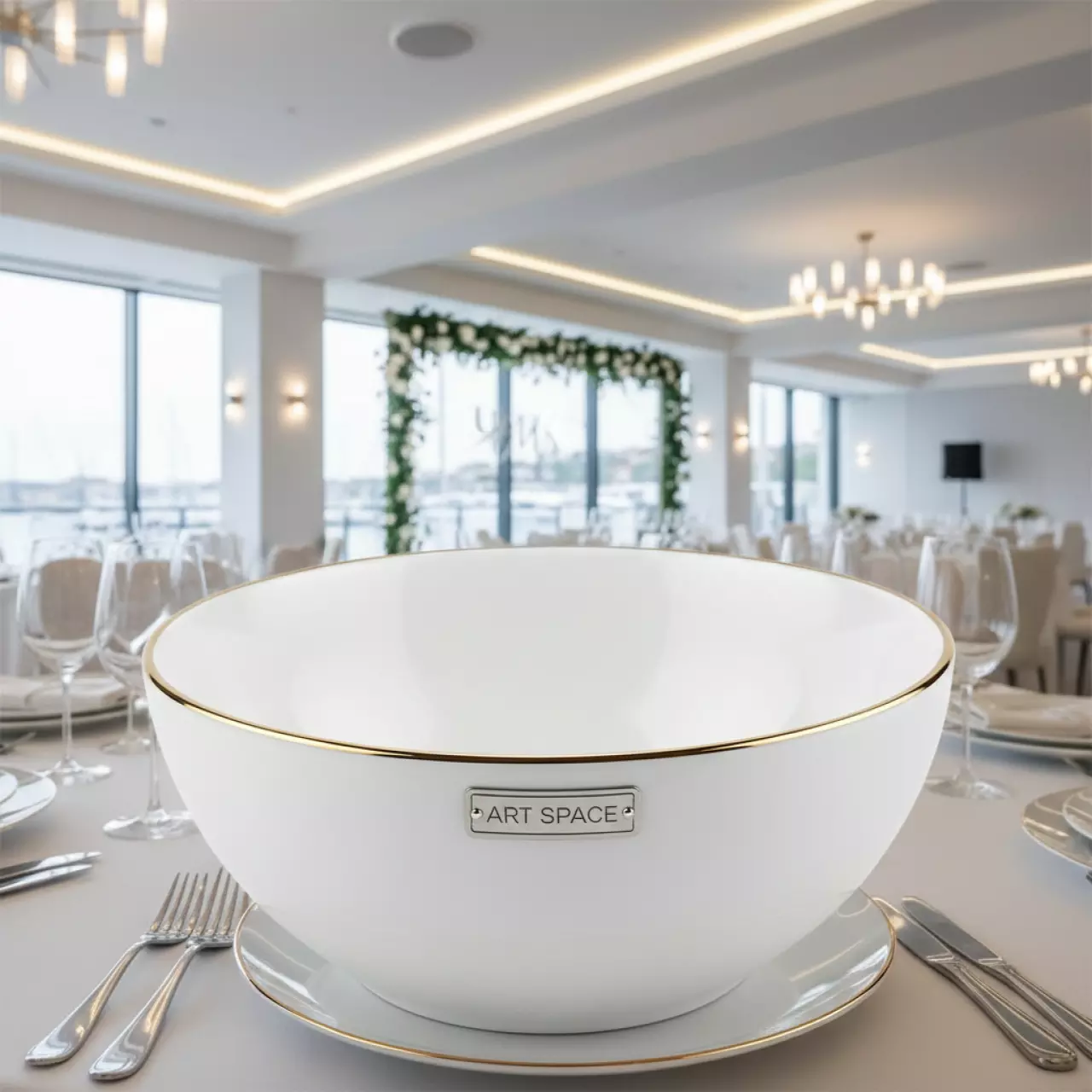 Аренда Салатник Беладонна белый с золотой каймой D 175 мм H 70 мм в зале «Чайка» (Морпорт) — ART SPACE