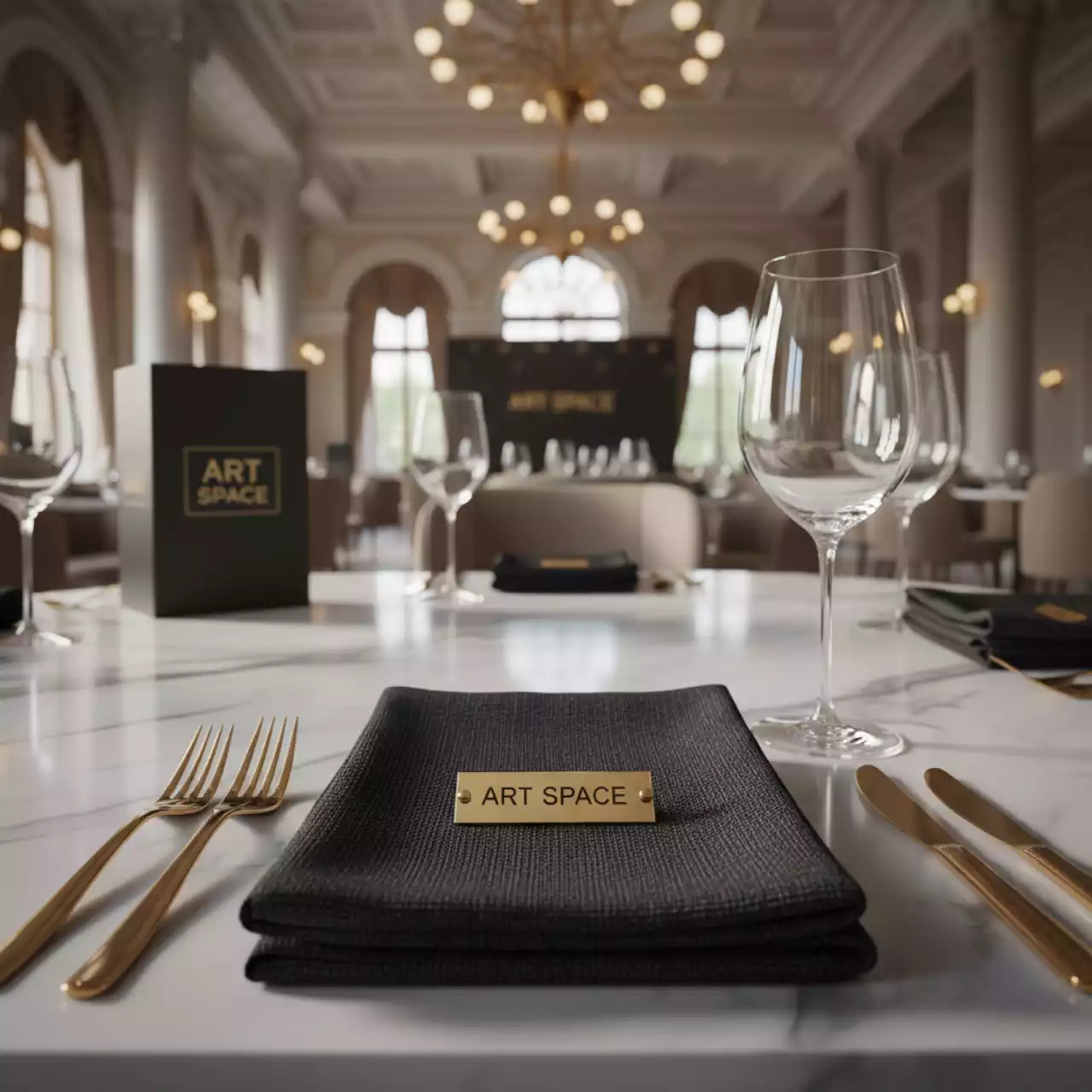 Аренда Салфетка банкетная ричард черная в санатории «Заполярье» — ART SPACE