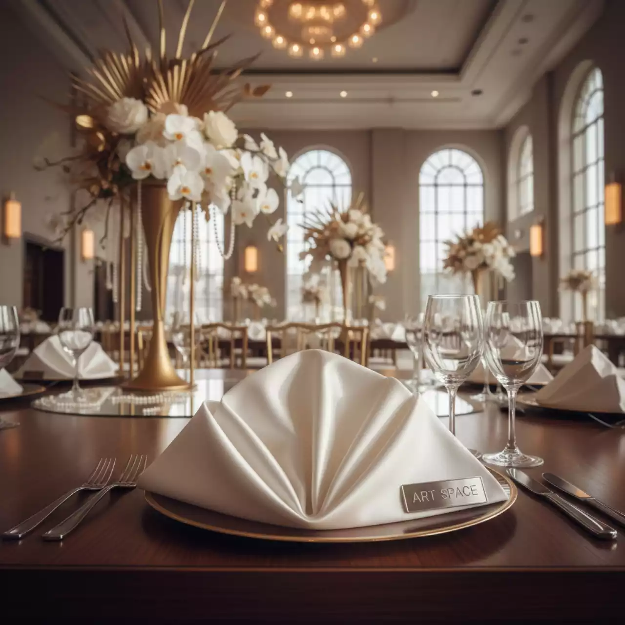 Аренда Салфетка сатиновая белая в Alpha Sirius — ART SPACE