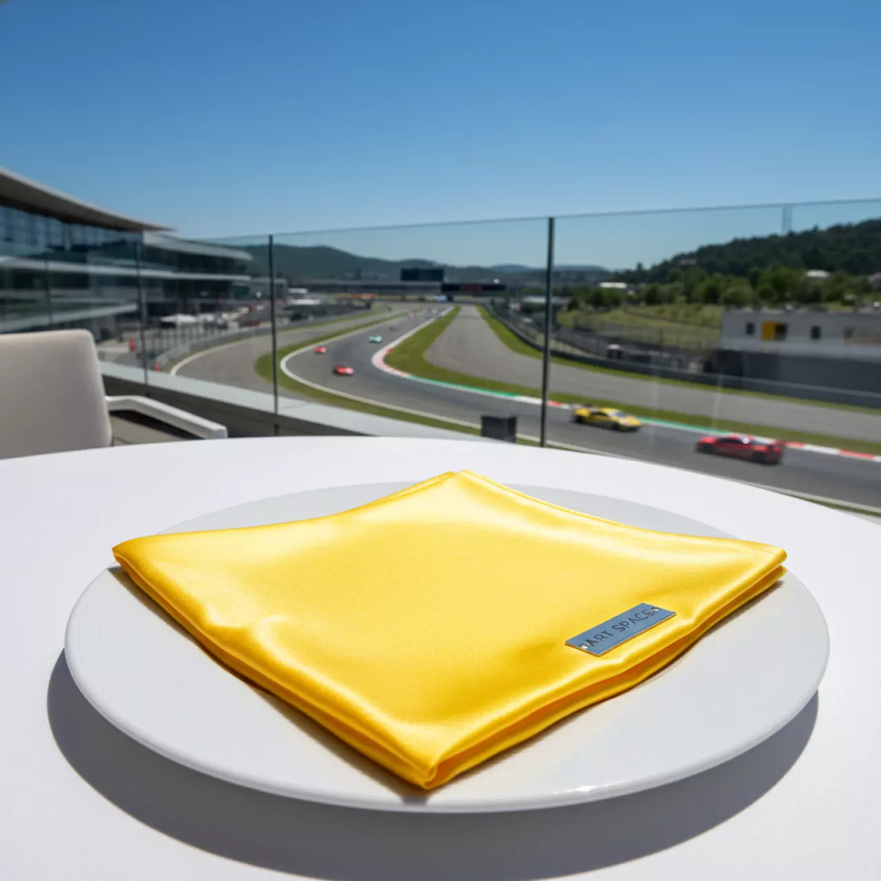 Аренда Салфетка сатиновая желтая 45х45 см на Сочи Автодроме — ART SPACE