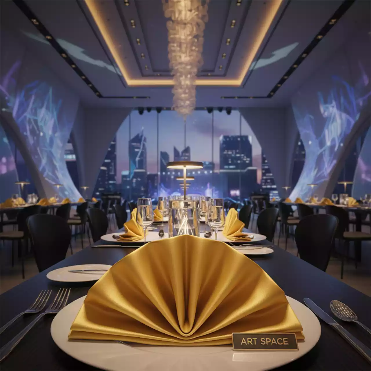 Аренда Салфетка желтая сатиновая 45х45 см в Alpha Sirius — ART SPACE