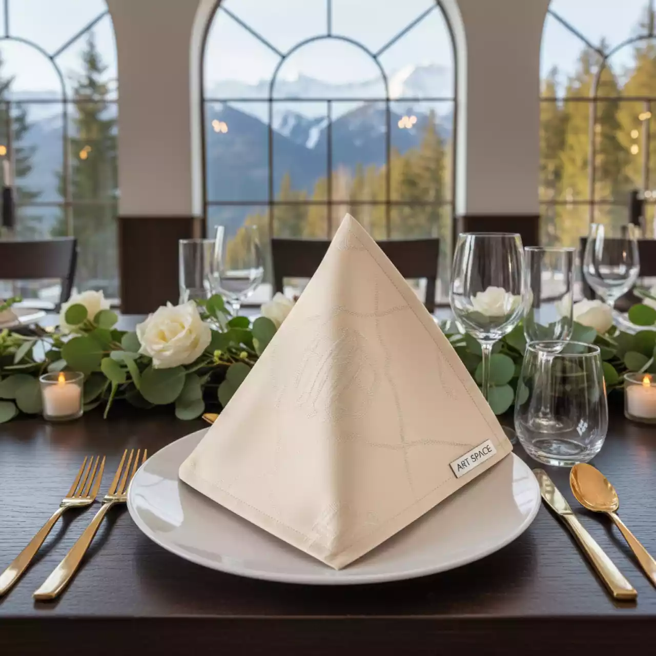 Аренда Салфетка журавинка шампань вензель 45х45 см в Гранд Отель Поляна — ART SPACE