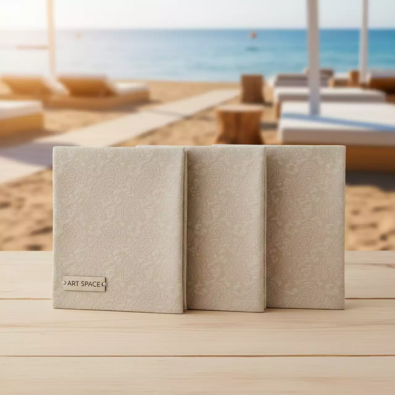 Аренда Салфетки бежевые 33х33 см орнамент "запятые" на пляже «Мандарин» — ART SPACE