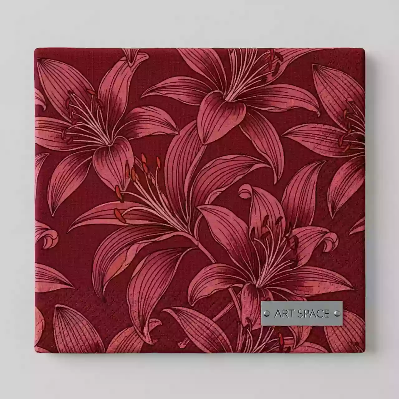 Аренда Салфетки бордовые 40х40 см орнамент "лист лилии" в казино «Сочи» — ART SPACE