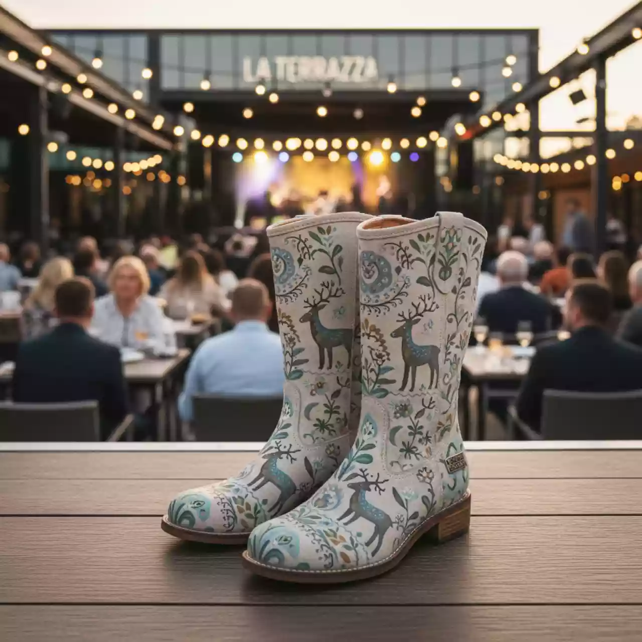 Аренда Сапоги женские расписные в ресторане «La Terrazza» — ART SPACE