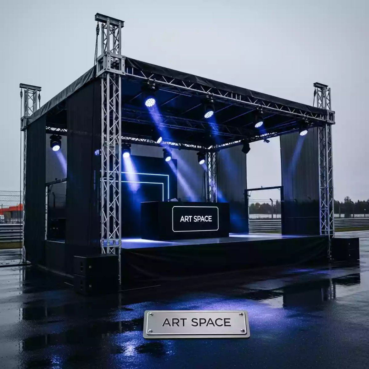 Аренда Сцена двускатная 4х3 м черная на Сочи Автодроме — ART SPACE