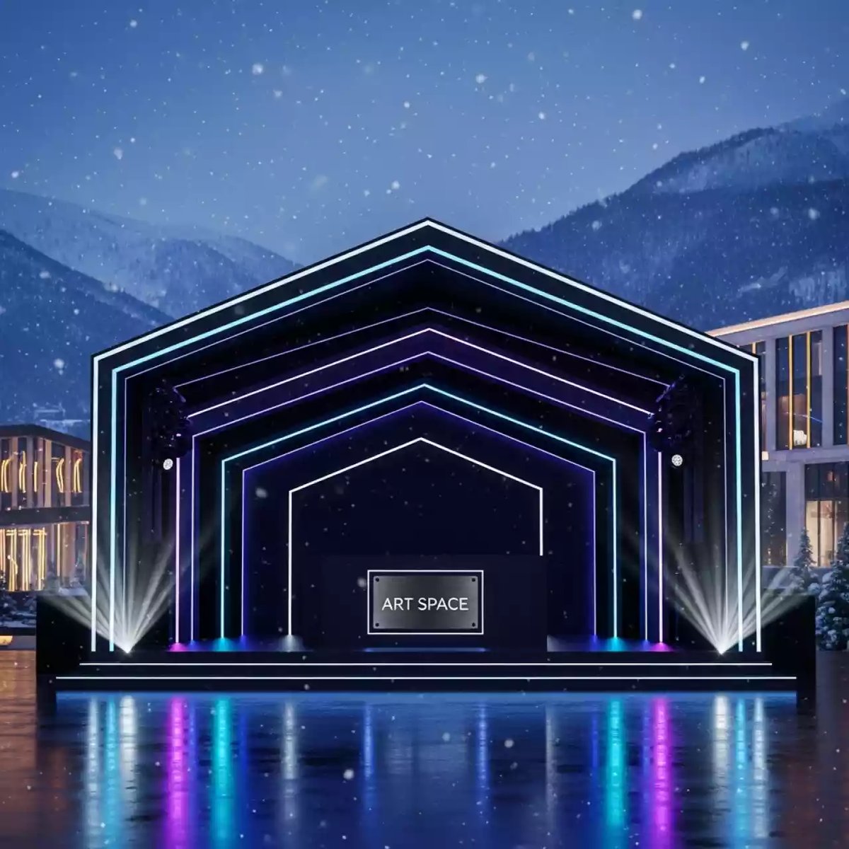 Аренда Сцена двускатная 8х6 черная в казино «Сочи» — ART SPACE