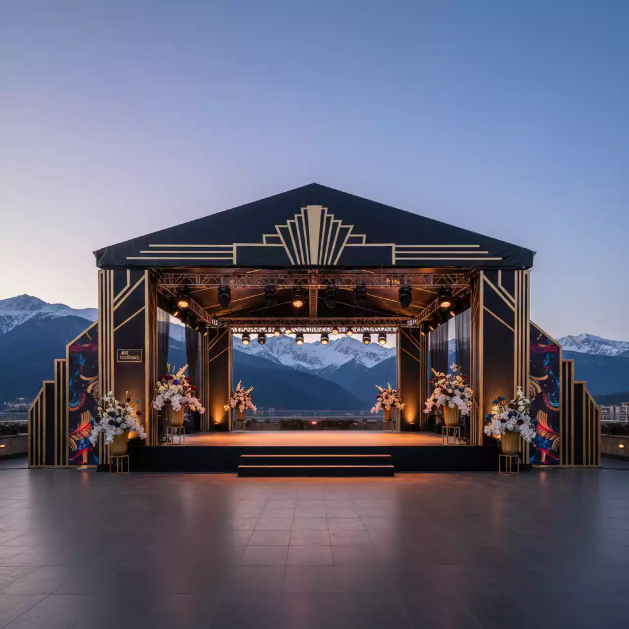 Аренда Сцена односкатная 18х12 м черная в Sochi Marriott Krasnaya Polyana — ART SPACE