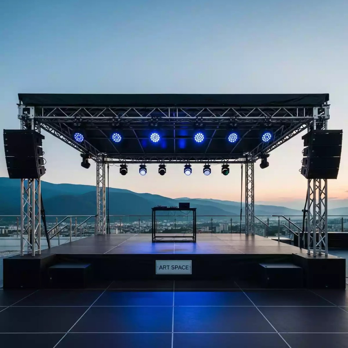 Аренда Сцена с крышей 6х4 звуковое оборудование в ресторане «D.O.M» — ART SPACE