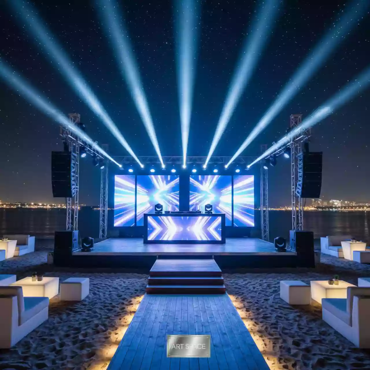 Аренда Сцена звук свет экран на пляже «Маяк» — ART SPACE
