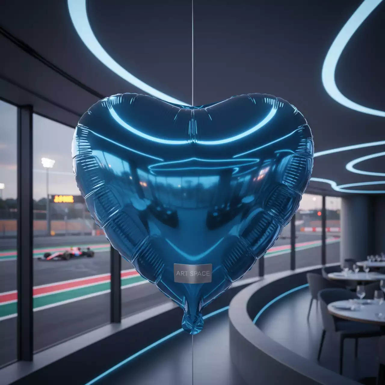 Аренда Сердце фольгированное 46 см голубое в ресторане «La Terrazza» — ART SPACE