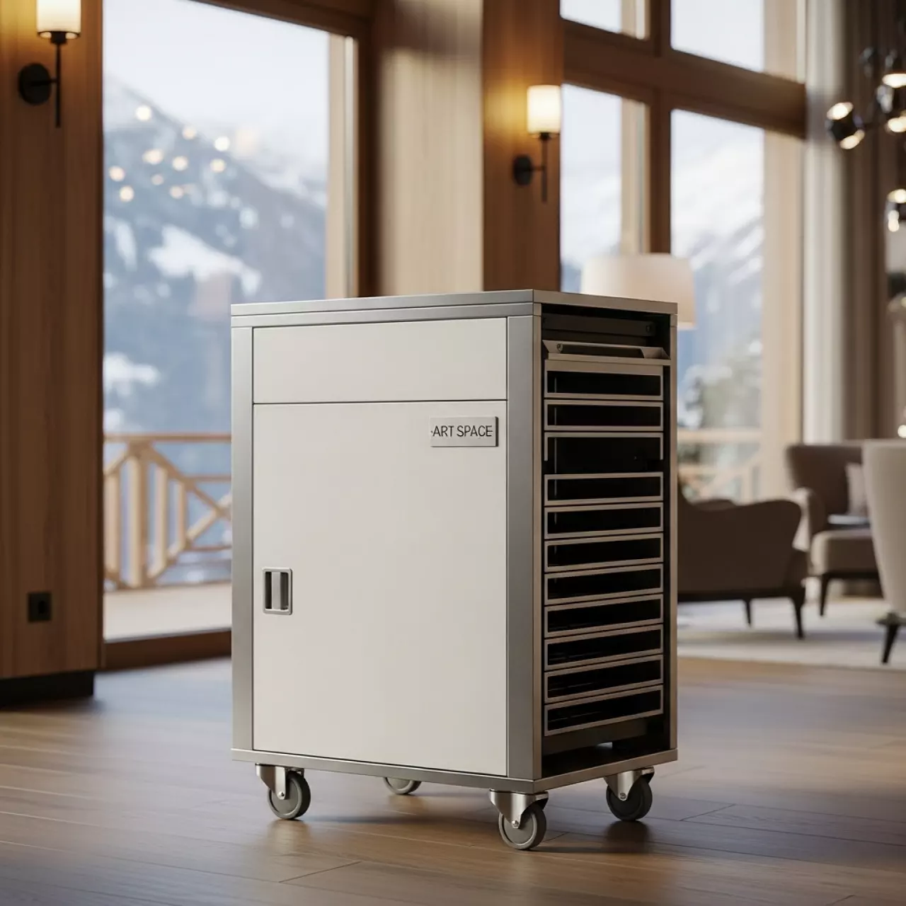 Аренда Сейф тележка AVer E32c для зарядки техники в Поляна 1389 Отель и Спа — ART SPACE