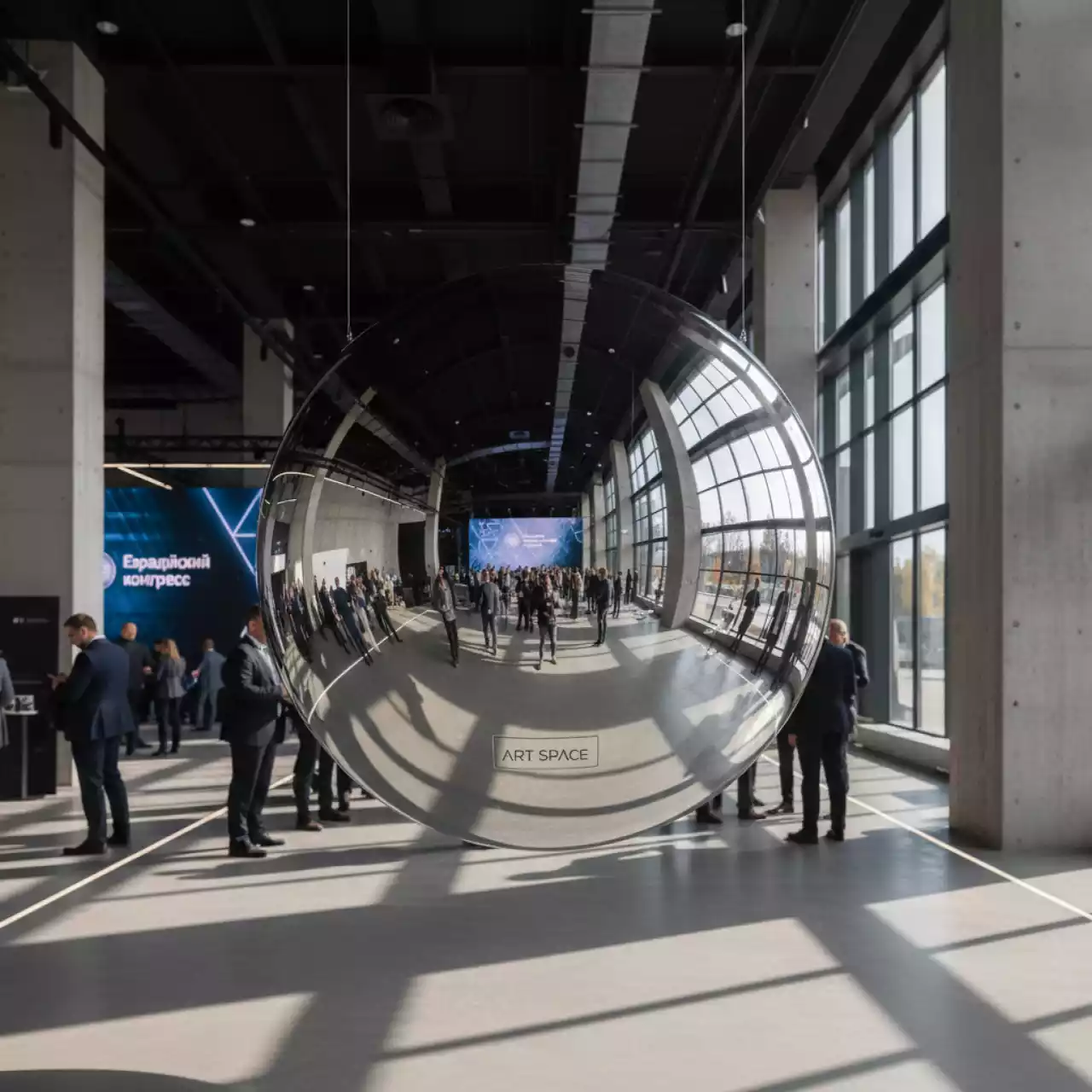 Аренда Сфера фольгированная 52 см серебро в VK Stadium Sirius — ART SPACE