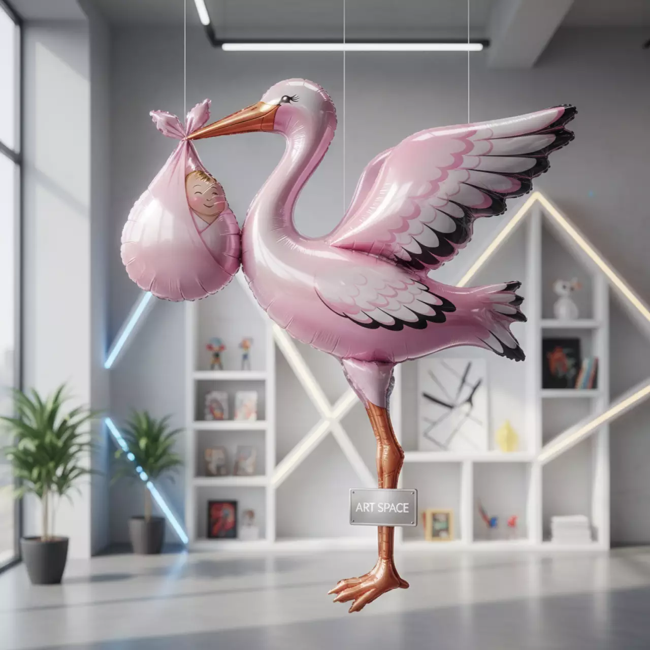 Аренда Шар фольгированный "Аист принес девочку" розовый в санатории «Черноморье» — ART SPACE