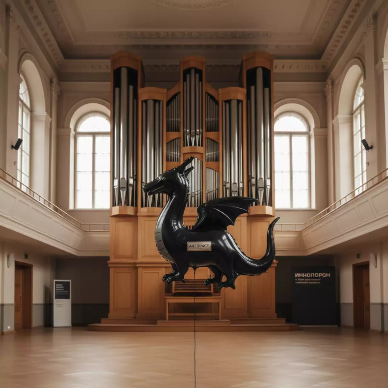 Аренда Шар фольгированный дракон черный маленький в Зале органной и камерной музыки — ART SPACE