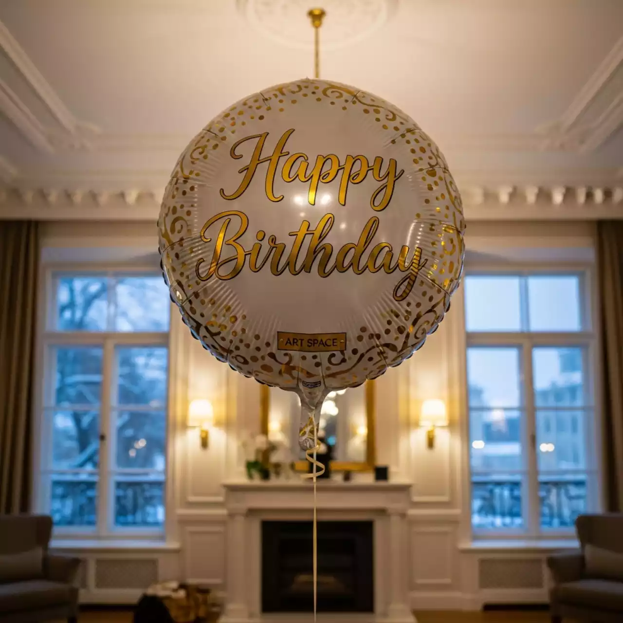 Аренда Шар фольгированный круг 'С днем рождения' в Boutique Hotel PORTUM 1905 — ART SPACE