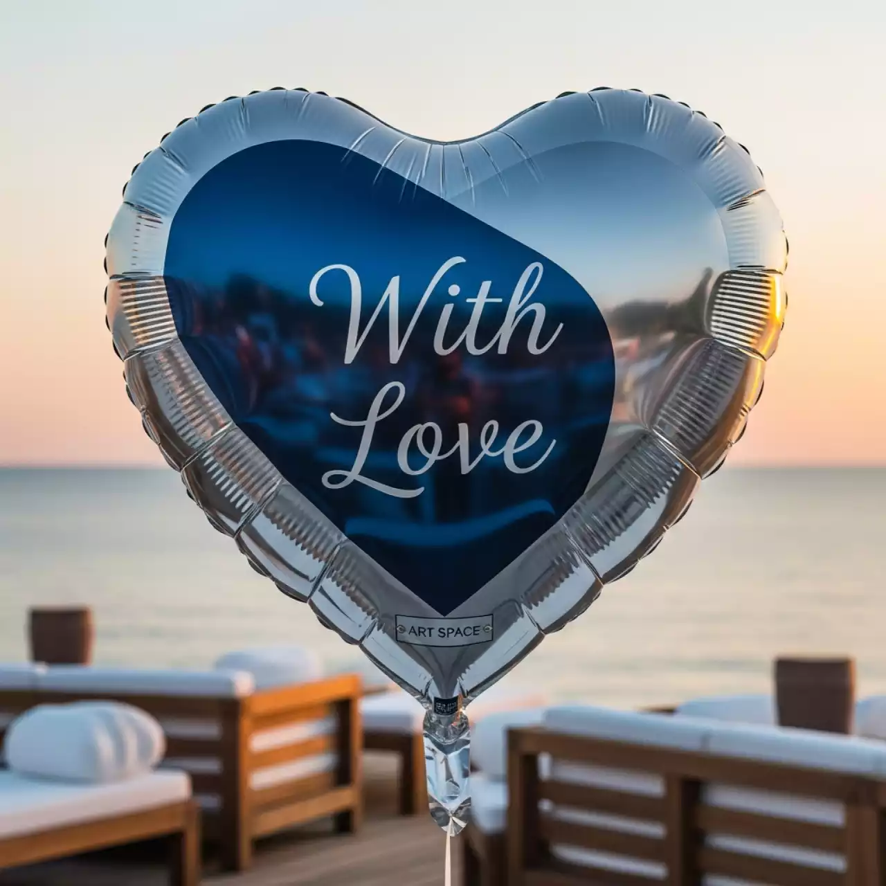 Аренда Шар фольгированный сердце 'С любовью' на пляжных клубах Хосты — ART SPACE