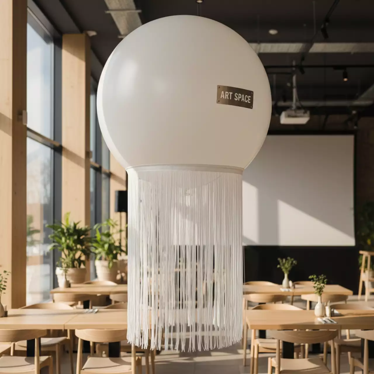 Аренда Шар с гелием белый с бахромой 1 м в ресторане «Сыроварня» — ART SPACE