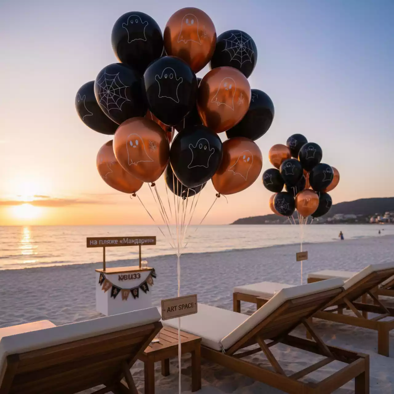 Аренда Шары с гелием 30 см Хеллоуин на пляже «Мандарин» — ART SPACE