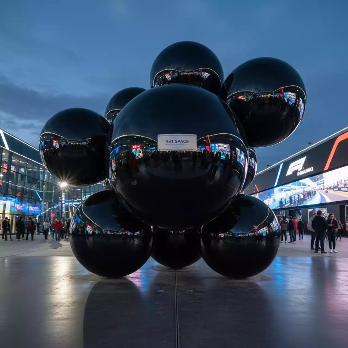 Аренда Шары зеркальные черные в Delta Sirius — ART SPACE