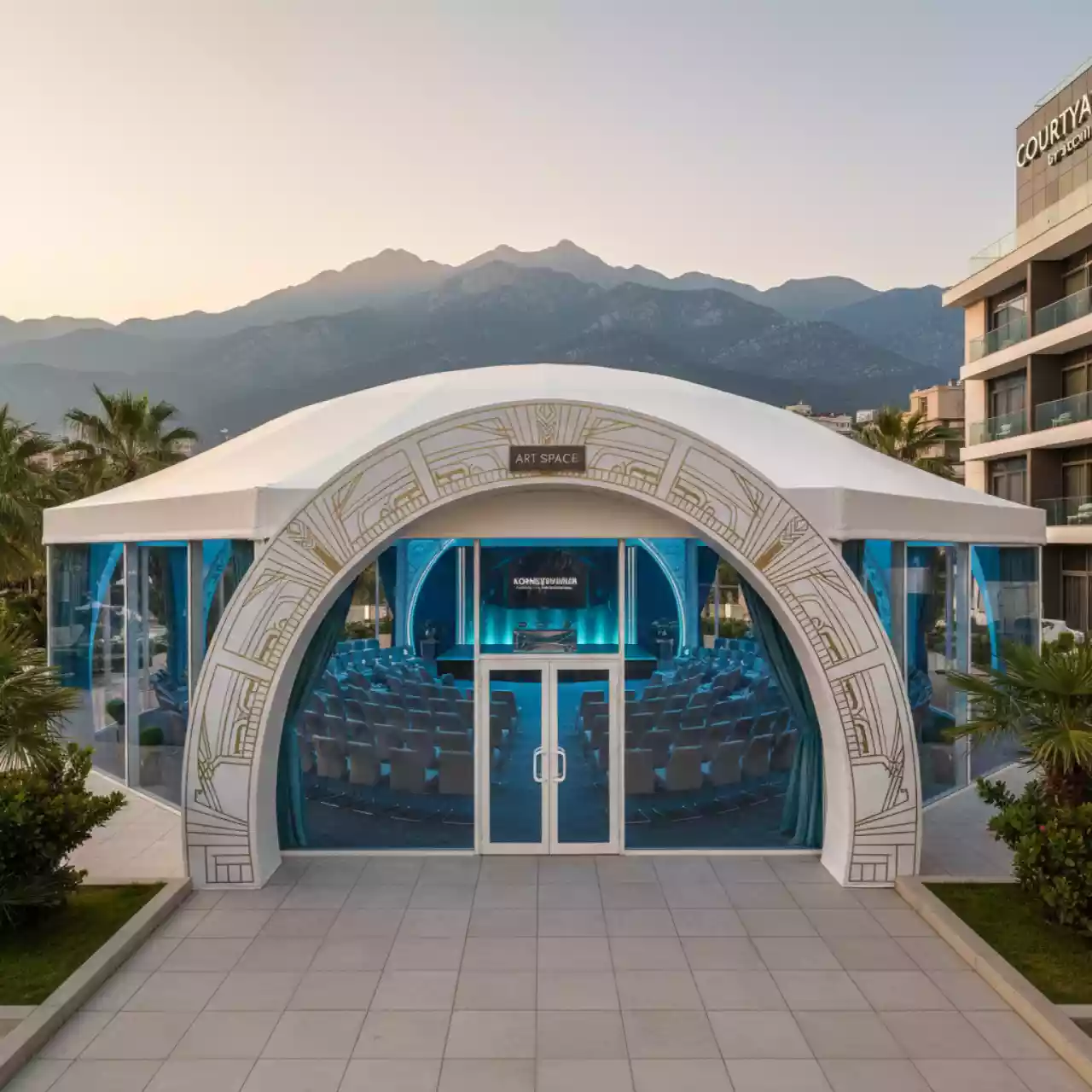 Аренда Шатер арочный Гексагональ 560 м² в Courtyard by Marriott Sochi — ART SPACE