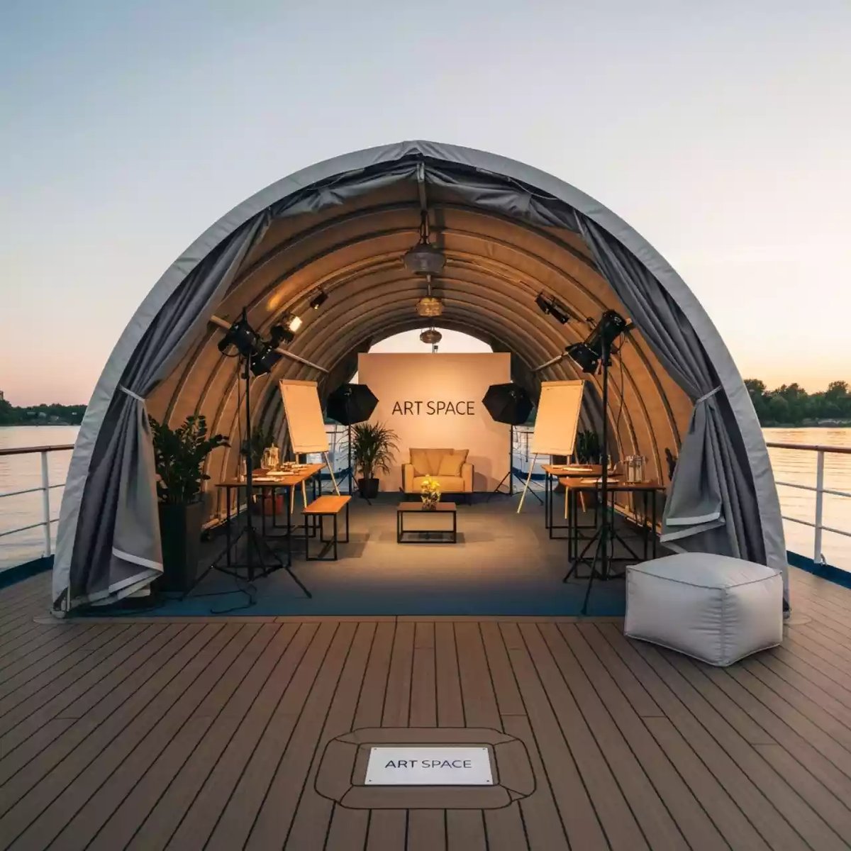 Аренда Шатер арочный гексагональ лонг на теплоходе «Дагомыс» — ART SPACE