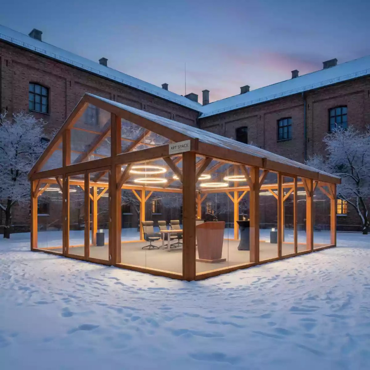 Аренда Шатер деревянный прозрачный 10х10 м в Boutique Hotel PORTUM 1905 — ART SPACE