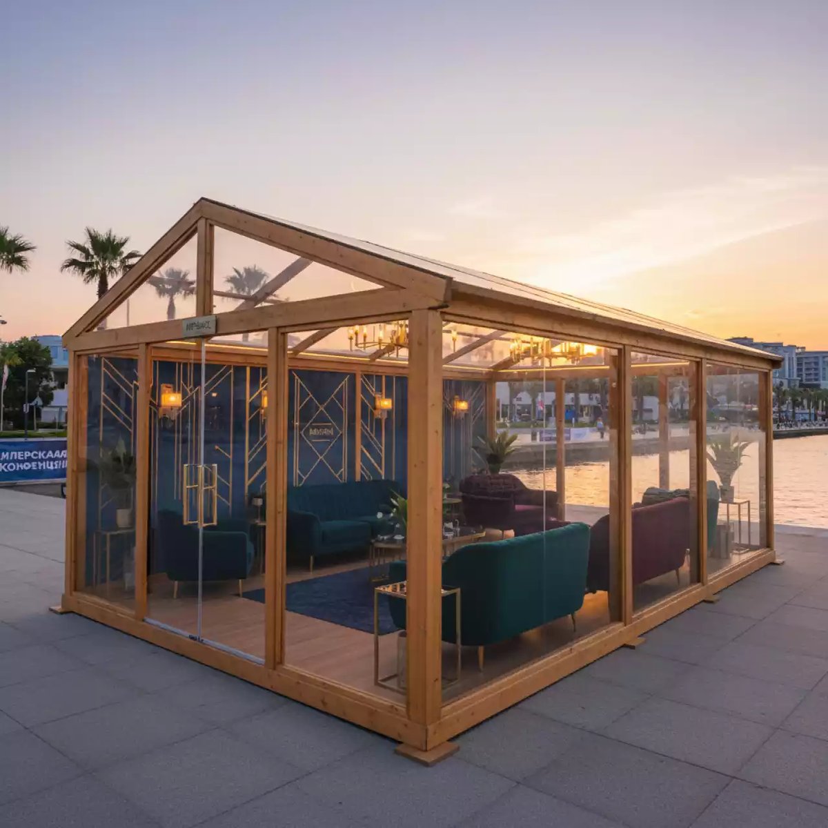 Аренда Шатер деревянный прозрачный Wood 10 на Имеретинской набережной — ART SPACE