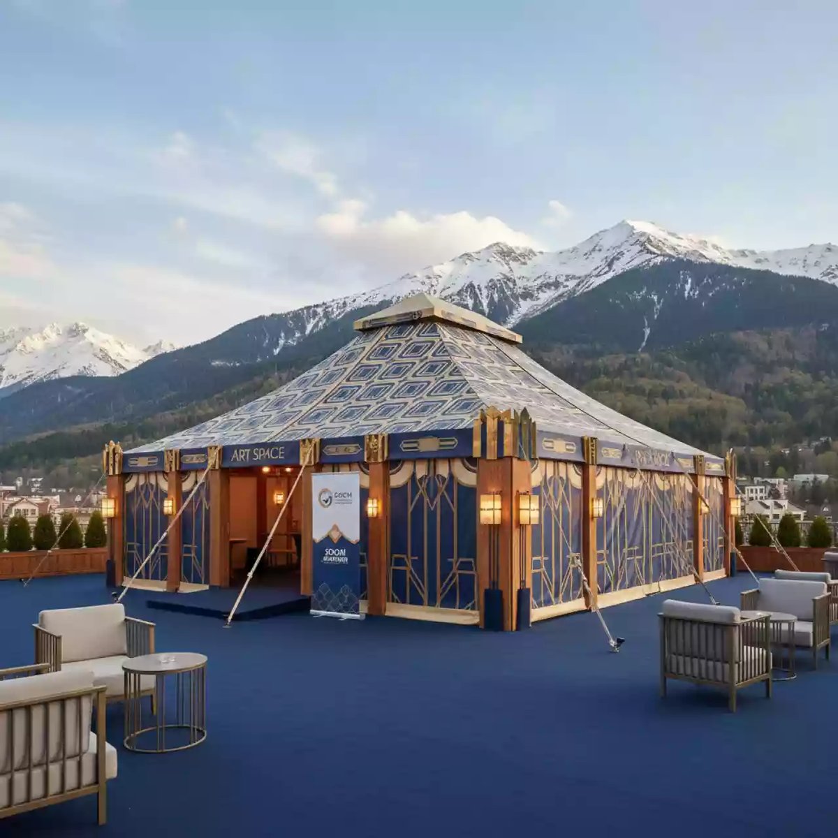 Аренда Шатер двухскатный 20х10 в Radisson Hotel Rosa Khutor — ART SPACE