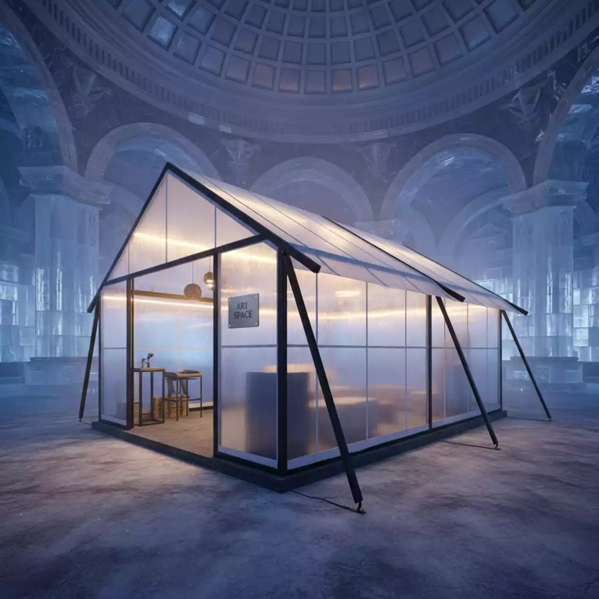 Аренда Шатер двухскатный в Лазаревском в ледовом дворце «Роза Хутор» — ART SPACE