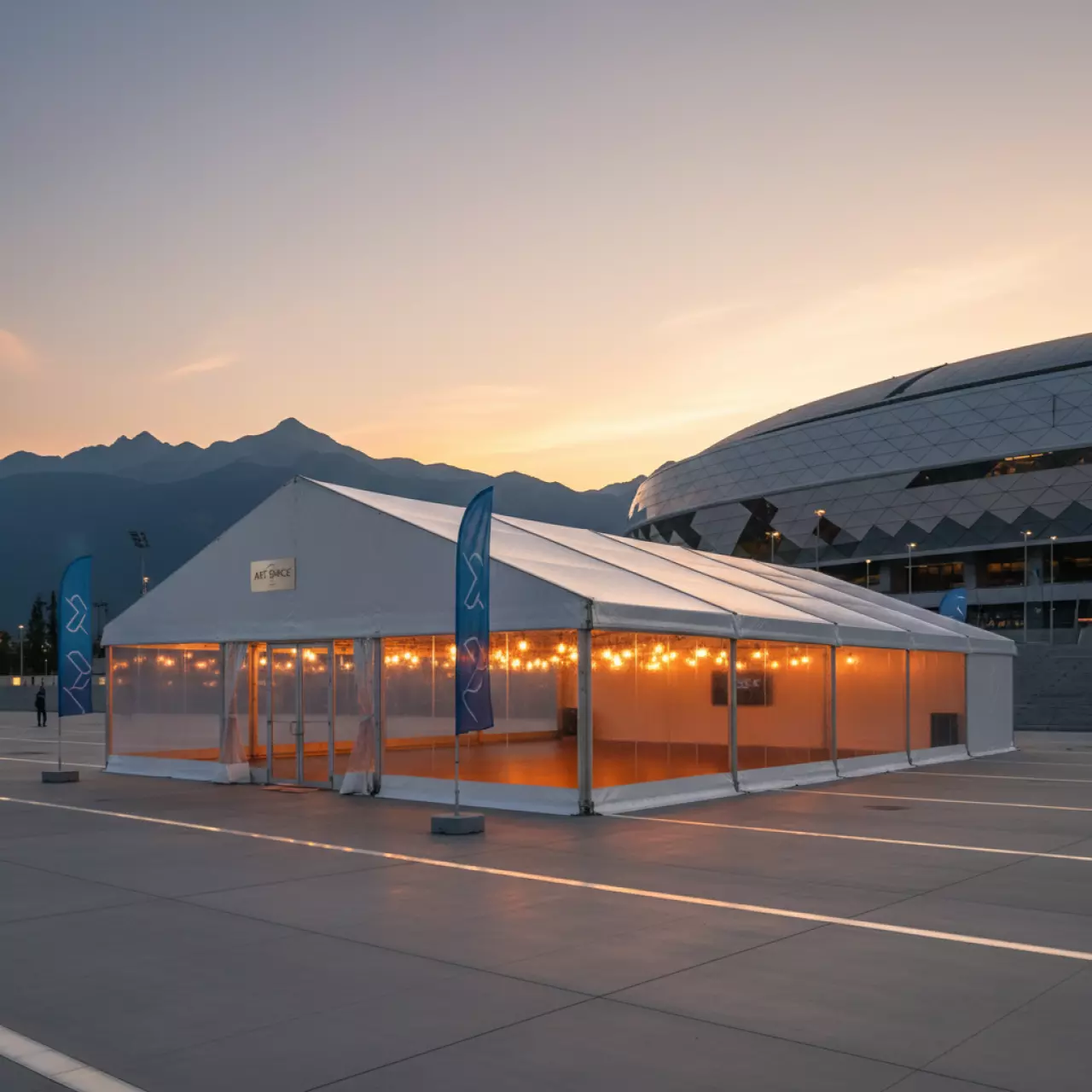 Аренда Шатер двускатный 20х25 м на арене «Фишт» — ART SPACE