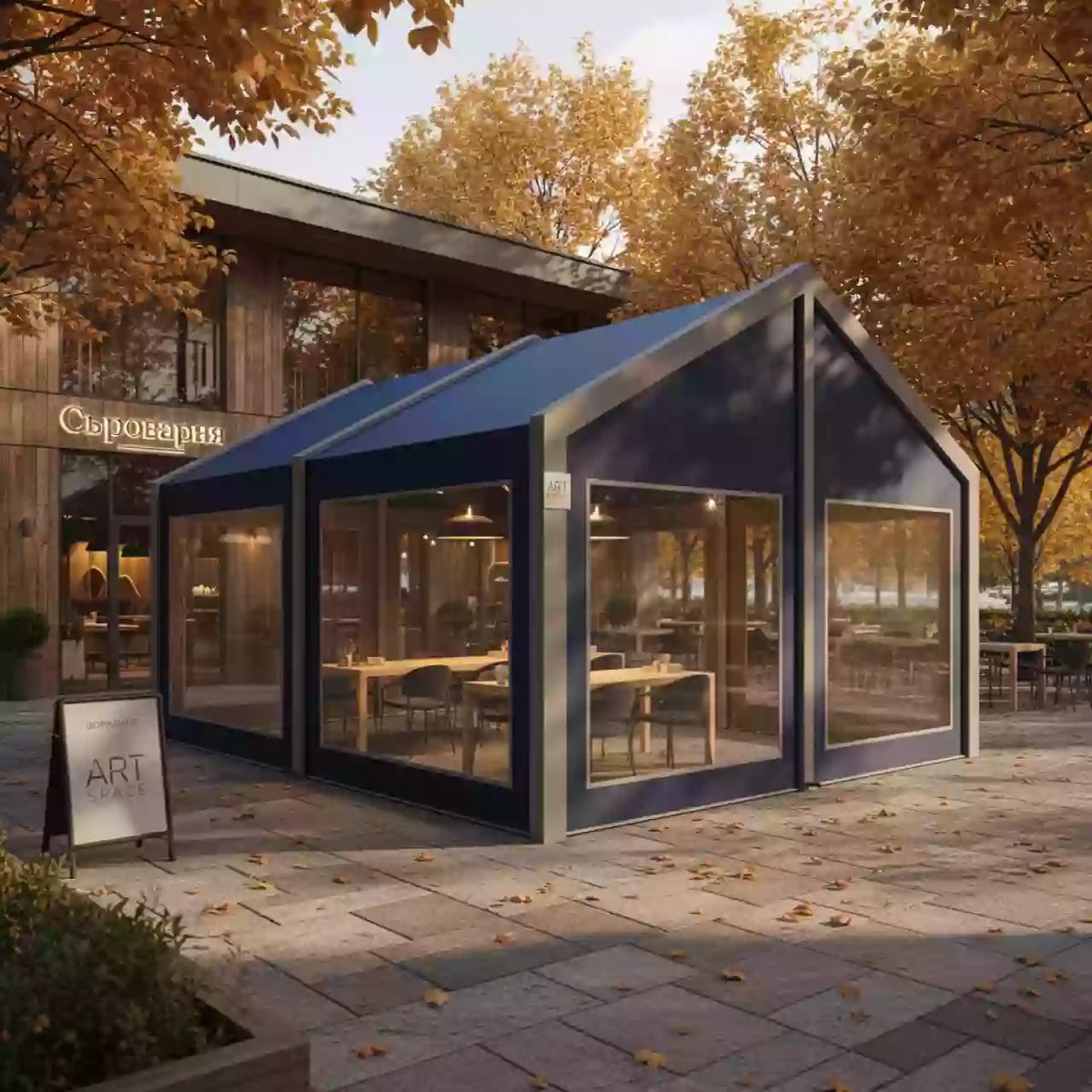 Аренда Шатер двускатный 5х5 на мероприятие в ресторане «Сыроварня» — ART SPACE