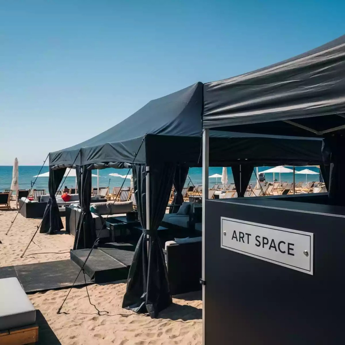 Аренда Шатер Кайт 12х12 черный на пляжных клубах Хосты — ART SPACE