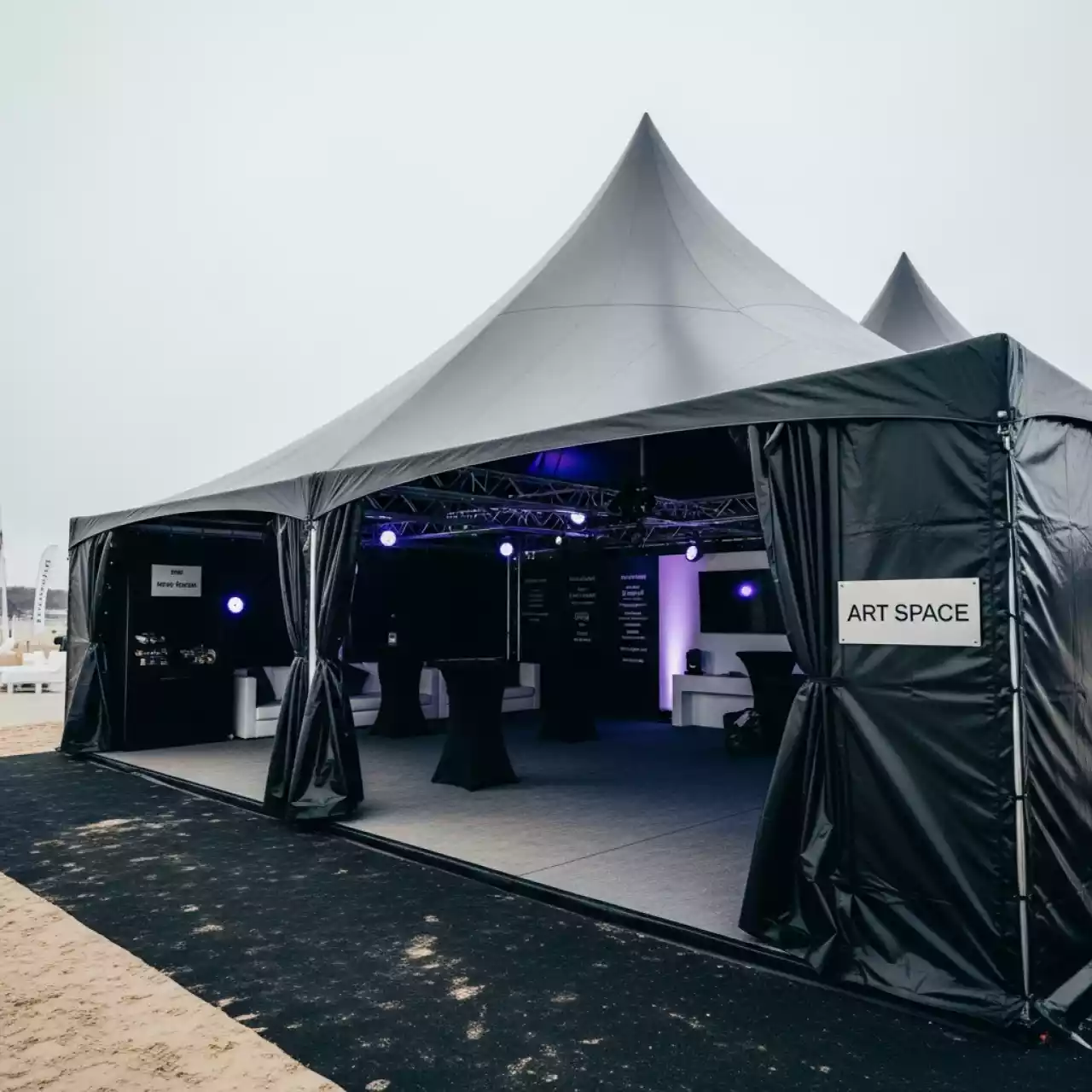 Аренда Шатер Кайт ярмарочный 4х24 черный на пляжных клубах Хосты — ART SPACE