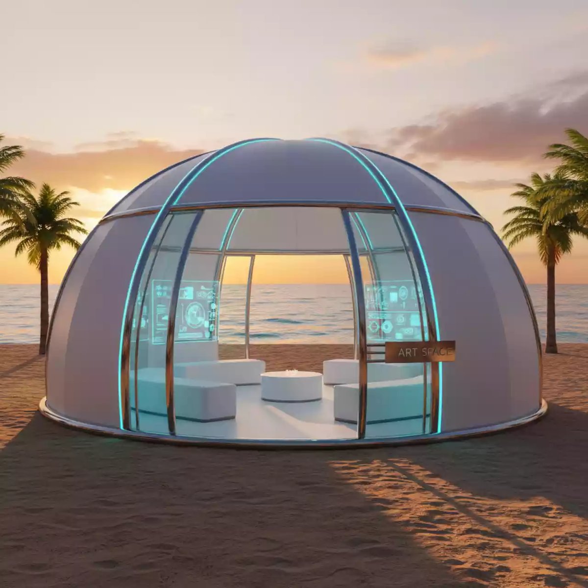 Аренда Шатер круглый 6х6 м на пляже «Мандарин» — ART SPACE