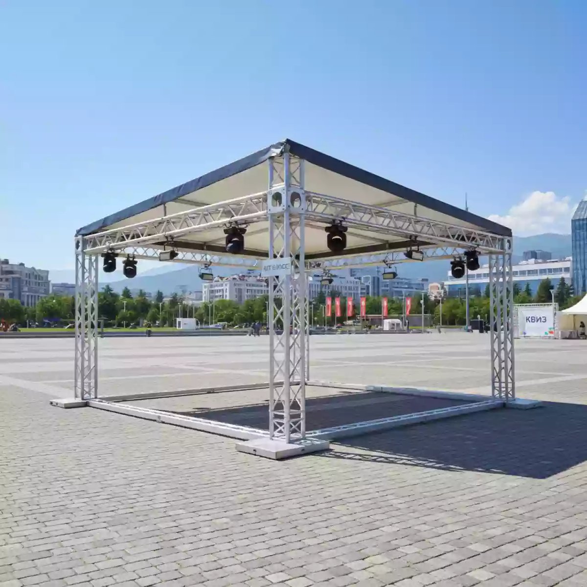 Аренда Шатер односкатный из ферм 4х3 металлик на Медальной площади — ART SPACE