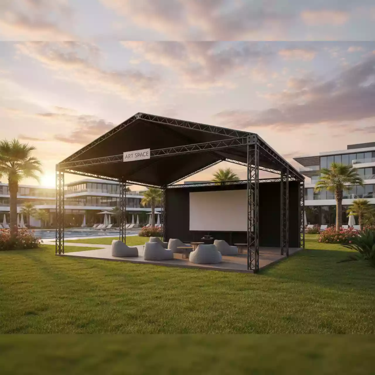 Аренда Шатер односкатный из ферм 8х6 черный в Radisson Collection Paradise — ART SPACE