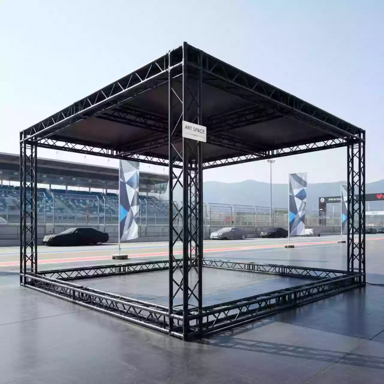 Аренда Шатер односкатный из ферм 8х6 м черный на Сочи Автодроме — ART SPACE
