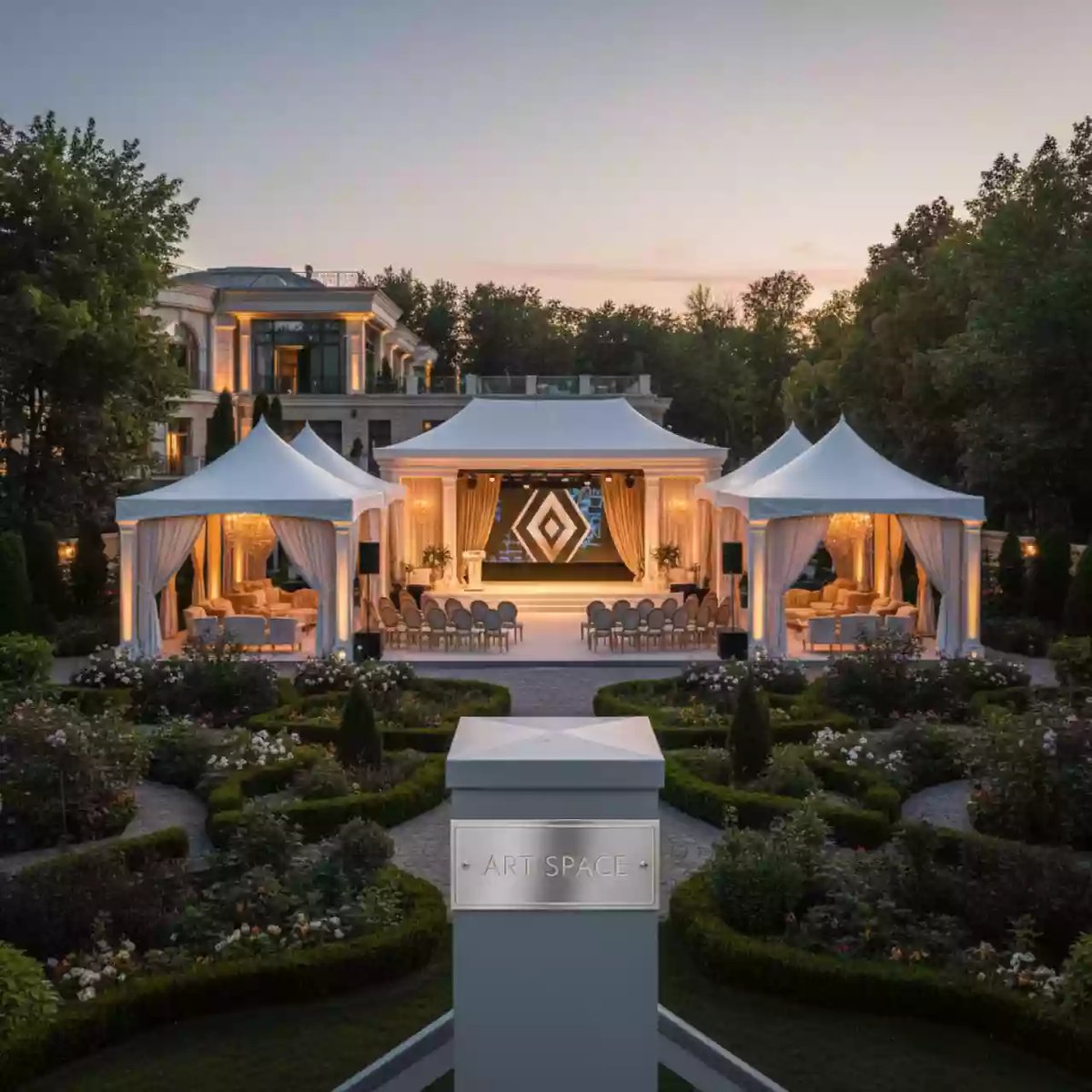 Аренда Шатер пагода 20х10 м для мероприятия в ресторане «Плакучая Ива» — ART SPACE