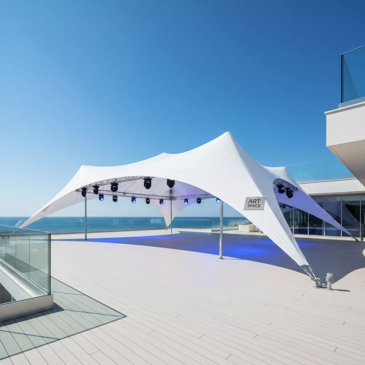 Аренда Шатер парящий Fly 18х24 м в ресторане «Баран-Рапан» — ART SPACE